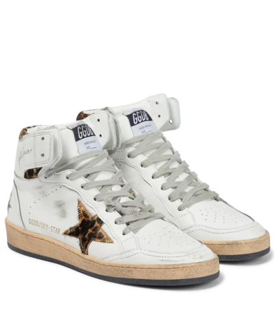 Golden Goose Sky Star Sneakers In Leather With Horse Star In White