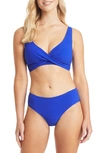 Sea Level Cross Front Multifit Bikini Top In Cobalt