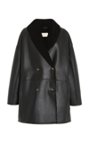 Loulou Studio Leather Coat With Genuine Shearling Lining In Black