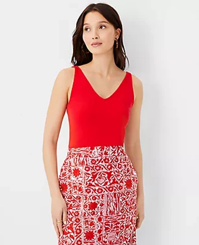 Ann Taylor Petite Double V Tank Top In Cherry Glow