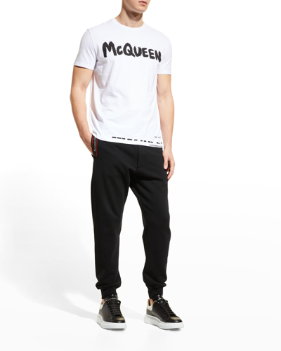 Alexander Mcqueen Men's Graffiti-logo T-shirt In Natural