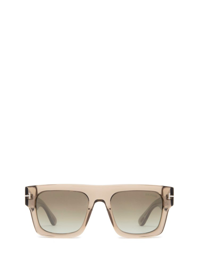 Tom Ford Fausto Square Acetate Sunglasses In Oyster,brown