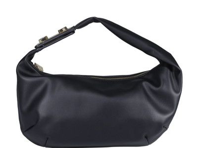 Chiara Ferragni Eyelike Plaque Zipped Shoulder Bag In Black
