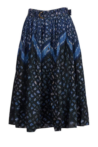 Ulla Johnson Allover Graphic Printed High Waist Skirt In Blue