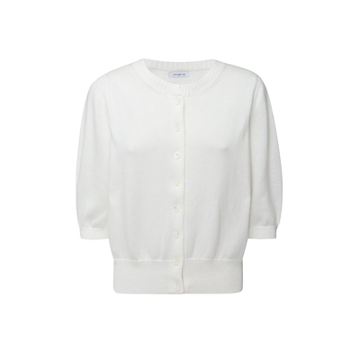 Malo Half-sleeve Cotton Cardigan In White