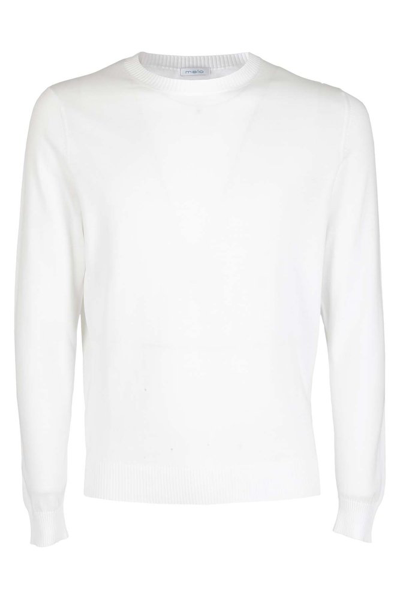 Malo Crewneck Straight Hem Knitted Jumper In White