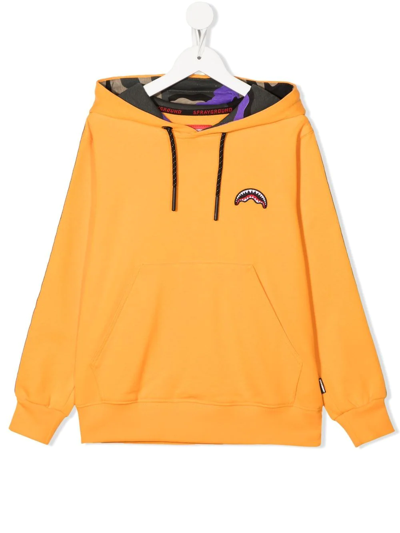 Sprayground Kid Embroidered-logo Cotton Hoodie In Orange