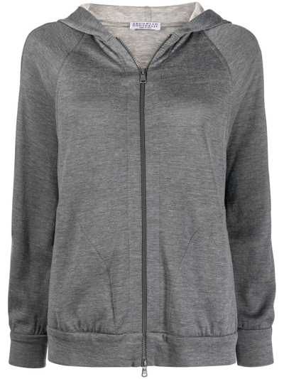 Brunello Cucinelli Zipped Long-sleeve Hoodie In Dark Grey