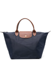 Longchamp Le Pliage Original Medium Canvas Short Handle Handbag In Marine