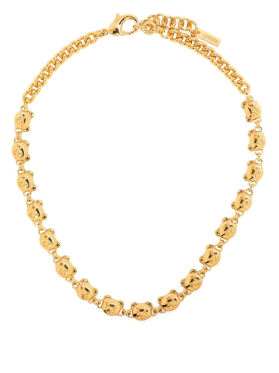 Moschino Teddy Bear Choker Necklace In Gold