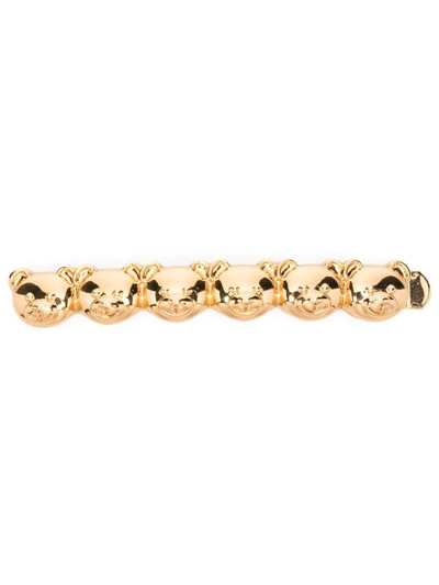 Moschino Teddy Bear Hair Barette In Gold