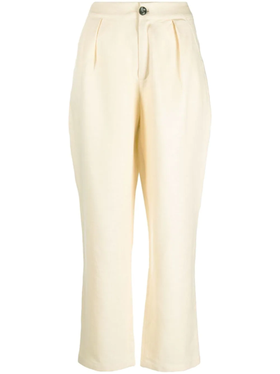 Siedres Wide-leg Linen Trousers In Beige