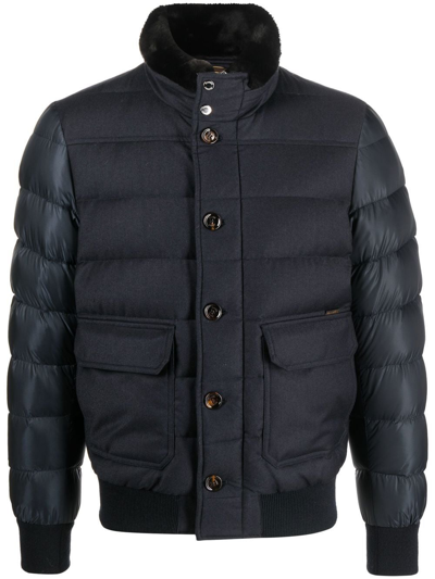 Moorer High-neck Quilted Down Jacket In Blue