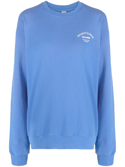 Sporty And Rich Sporty & Rich Wellness Studio Logo Printed Crewneck Sweatshirt In Blue