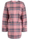 Attico Plaid-pattern Mini Shift Dress In Rosa