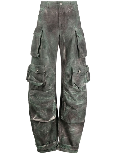 Attico Fern Printed Cotton-canvas Cargo Trousers In Stained Green Camouflage