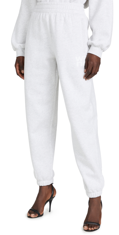Alexander Wang Puff Logo Sweatpant In Structured Terry In Grey