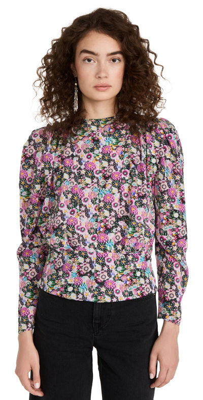 Isabel Marant Zarga Floral-print Puff-sleeve Blouse In Pink