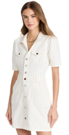 Paige Mayslie Denim Button-front Mini Utility Dress In Blank Canvas