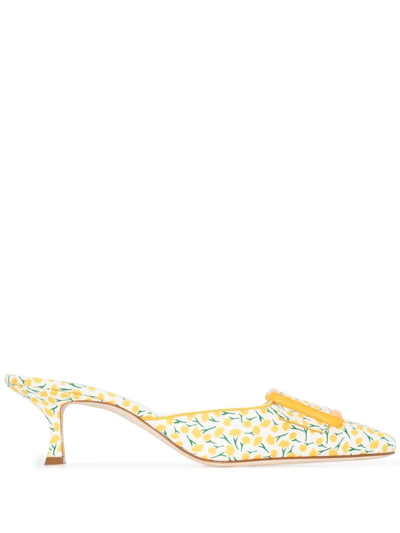 Manolo Blahnik Maysalebi 65mm Floral-print Mules In Ypri903xdyel7043