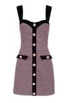 Rebecca Vallance Basinger Check Print Mini Dress In Black/pink