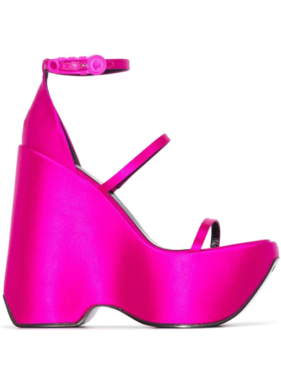 Versace Platform 3-strap Sandals In Pink