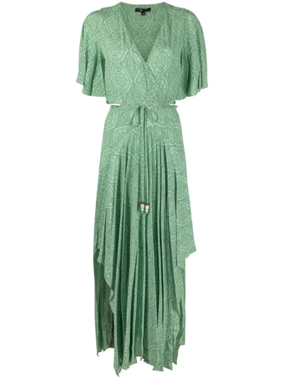 Maje Fluid Printed Scarf Dress In Ethnic Green / | ModeSens