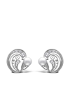 PRAGNELL VINTAGE 18KT WHITE GOLD PEARL AND DIAMOND SCROLL CLIP EARRINGS