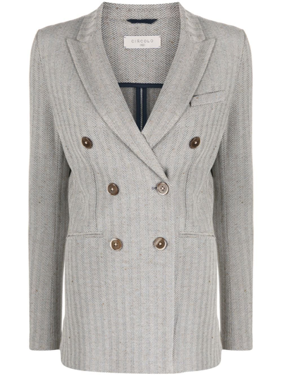 Circolo 1901 Striped Double-breasted Blazer In Grey