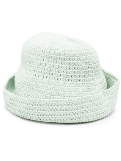 Alanui Beach Break Crocheted Cotton Bucket Hat In Green