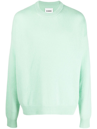 Jil Sander Crew Neck Cashmere Jumper In Green