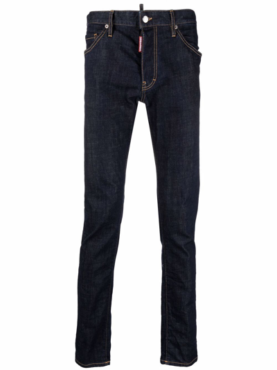 Dsquared2 Slim Cut Denim Trousers With Contrast Stitching In Blue