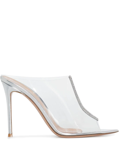 Gianvito Rossi Sigma 105 Crystal-embellished Pvc Mules In Silver