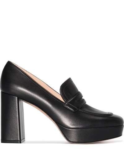 Gianvito Rossi 100mm Patent-leather Platform Loafers In Black