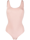 Wolford Fine-ribbed Thong Bodysuit In Powder Pink