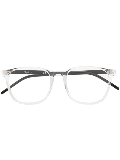 Ray Ban Transparent Square-frame Eyeglasses In White