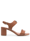 FERRAGAMO GANCINI-PLAQUE LEATHER SANDALS