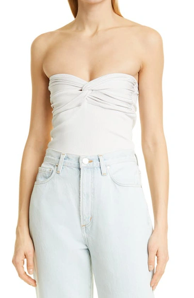 Goldsign Strapless Twist-front Ribbed Stretch-jersey Top In Vail