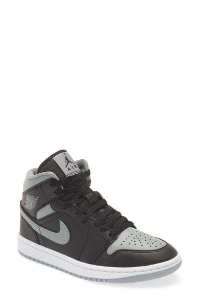 Jordan Air  1 Mid Sneaker In Black/ Particle Grey/ White