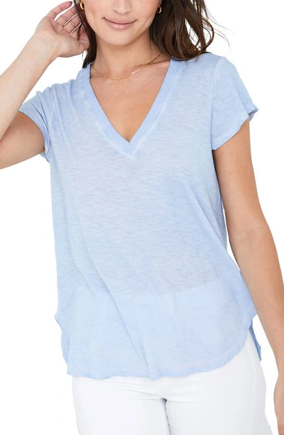 Bella Dahl Cotton Blend V-neck T-shirt In Soft Aqua