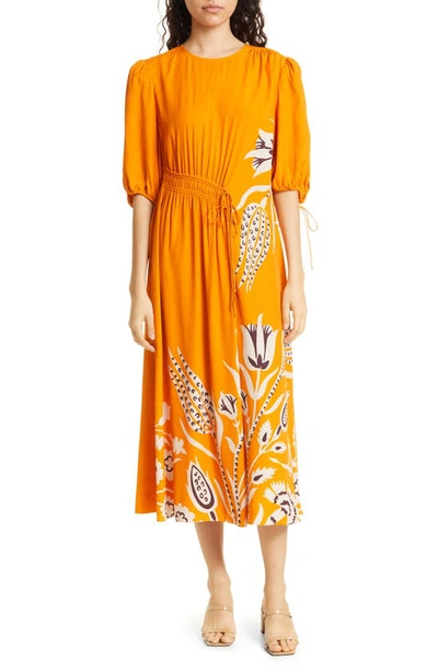 Ted Baker Jeinay Floral Asymmetric Tie Dress In Orange
