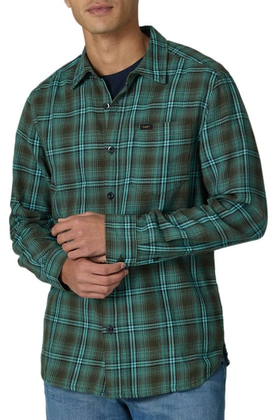 Lee Plaid Cotton Flannel Button-up Shirt In Frontier Olive