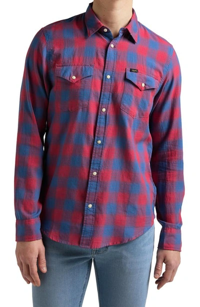 Lee Western Plaid Snap-up Shirt In Real Red