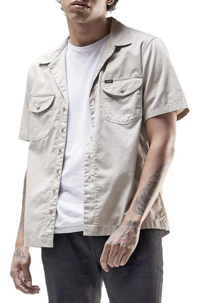Lee Chetopa Short Sve Cotton Button-up Shirt In Stone