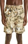 Isabel Marant Hydra Abstract Camo Swim Trunks In Brown