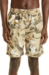 Isabel Marant Hydra Abstract Camo Swim Trunks In Beige