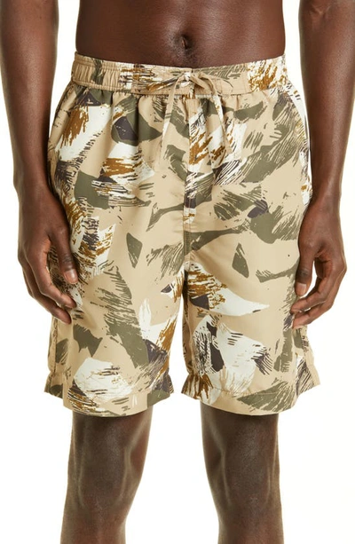 Isabel Marant Hydra Abstract Camo Swim Trunks In Beige