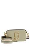 Marc Jacobs The Snapshot Leather Crossbody Bag In Silver Sage Multi