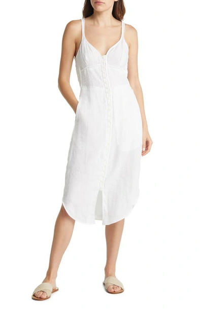 Rag & Bone Criseli Linen Button-front Midi Dress In White