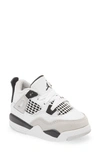 Jordan Kids' Air  4 Retro Mid Top Sneaker In White/ Black/ Neutral Grey